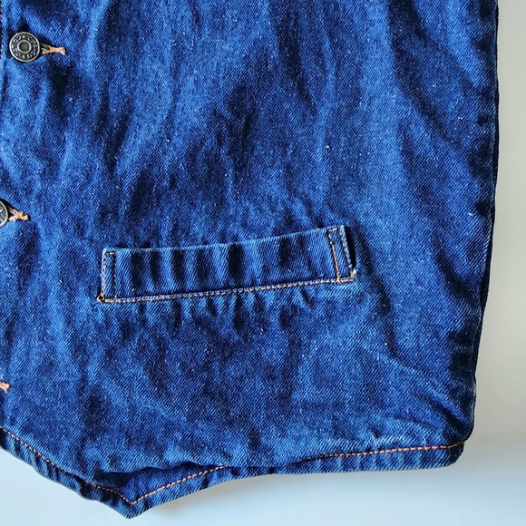 CPS Denim Vest Womens Large Floral Western Cowgirl Rodeo 80s Cottagecore Country - Picture 7 of 16